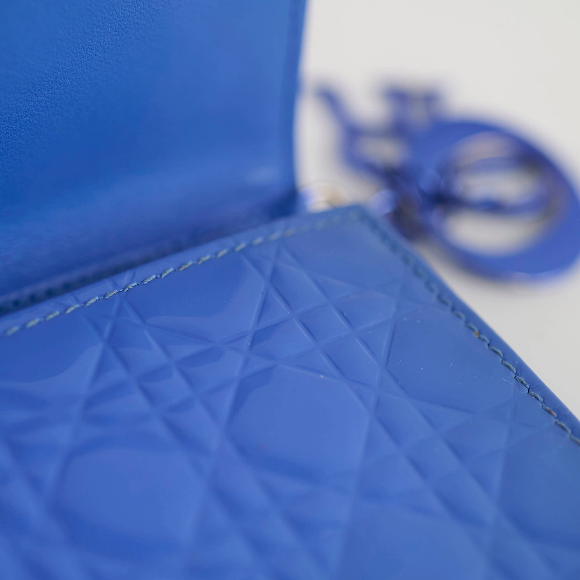 Christian Dior Wallet on Chain WOC Blue Patent
