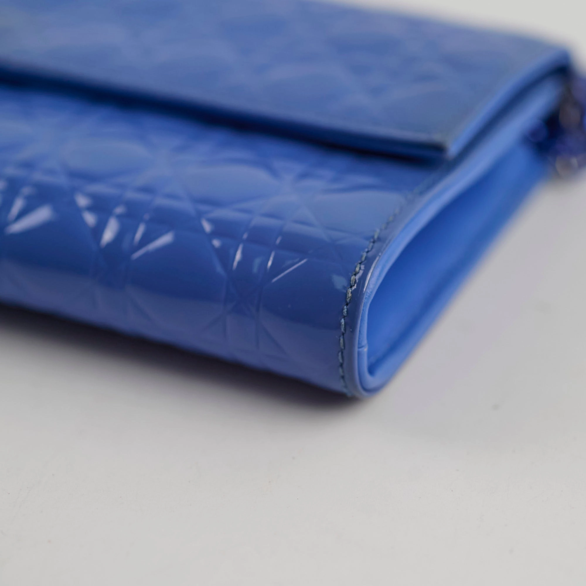 Christian Dior Wallet on Chain WOC Blue Patent