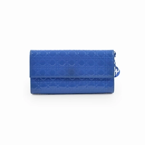 Christian Dior Wallet on Chain WOC Blue Patent