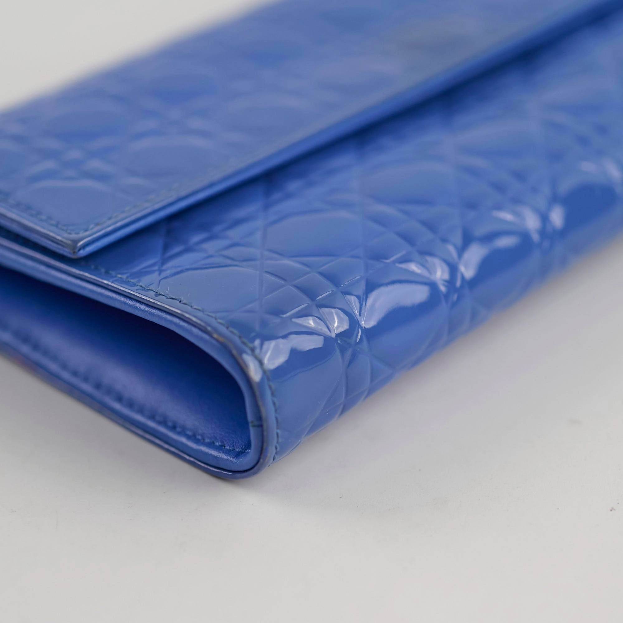 Christian Dior Wallet on Chain WOC Blue Patent