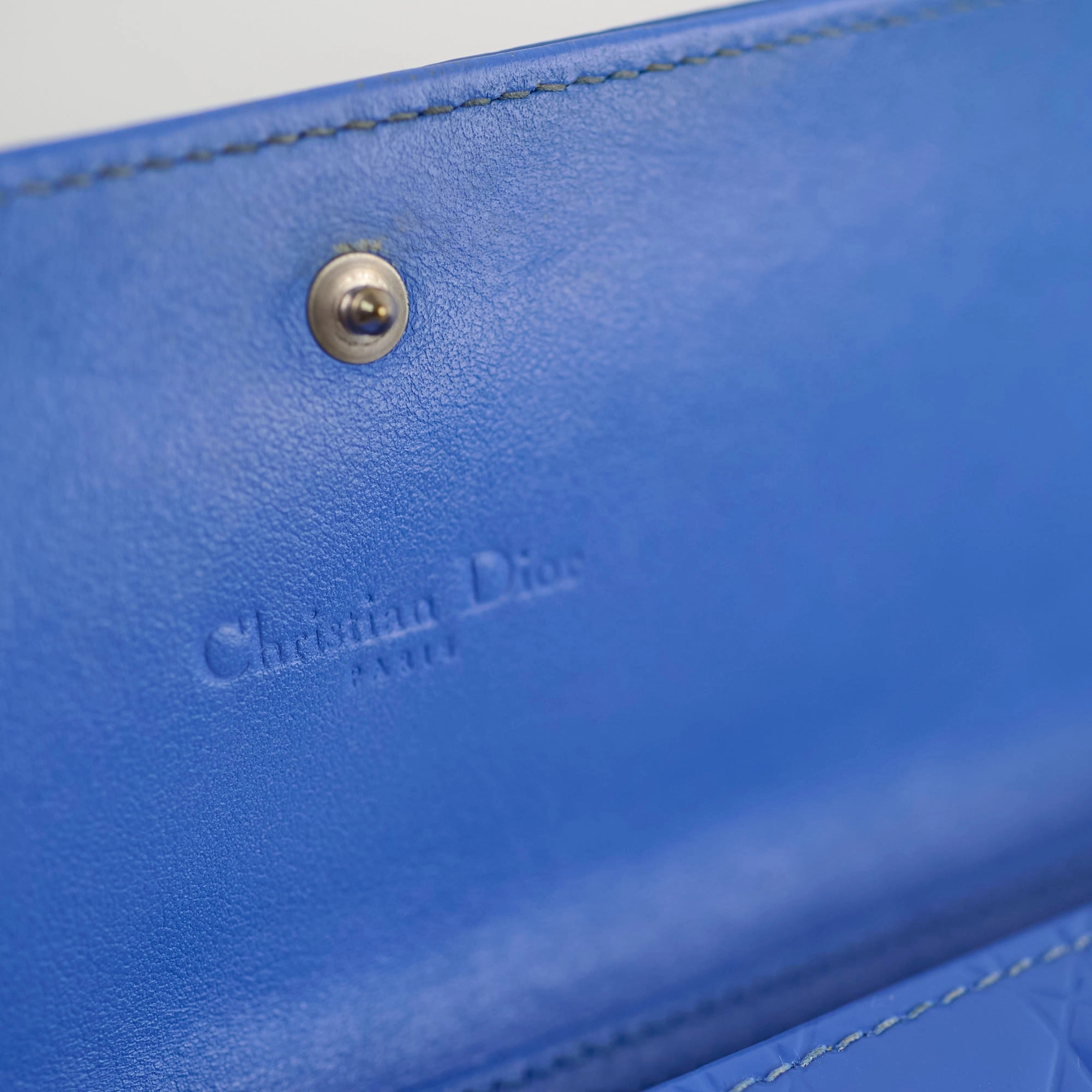 Christian Dior Wallet on Chain WOC Blue Patent