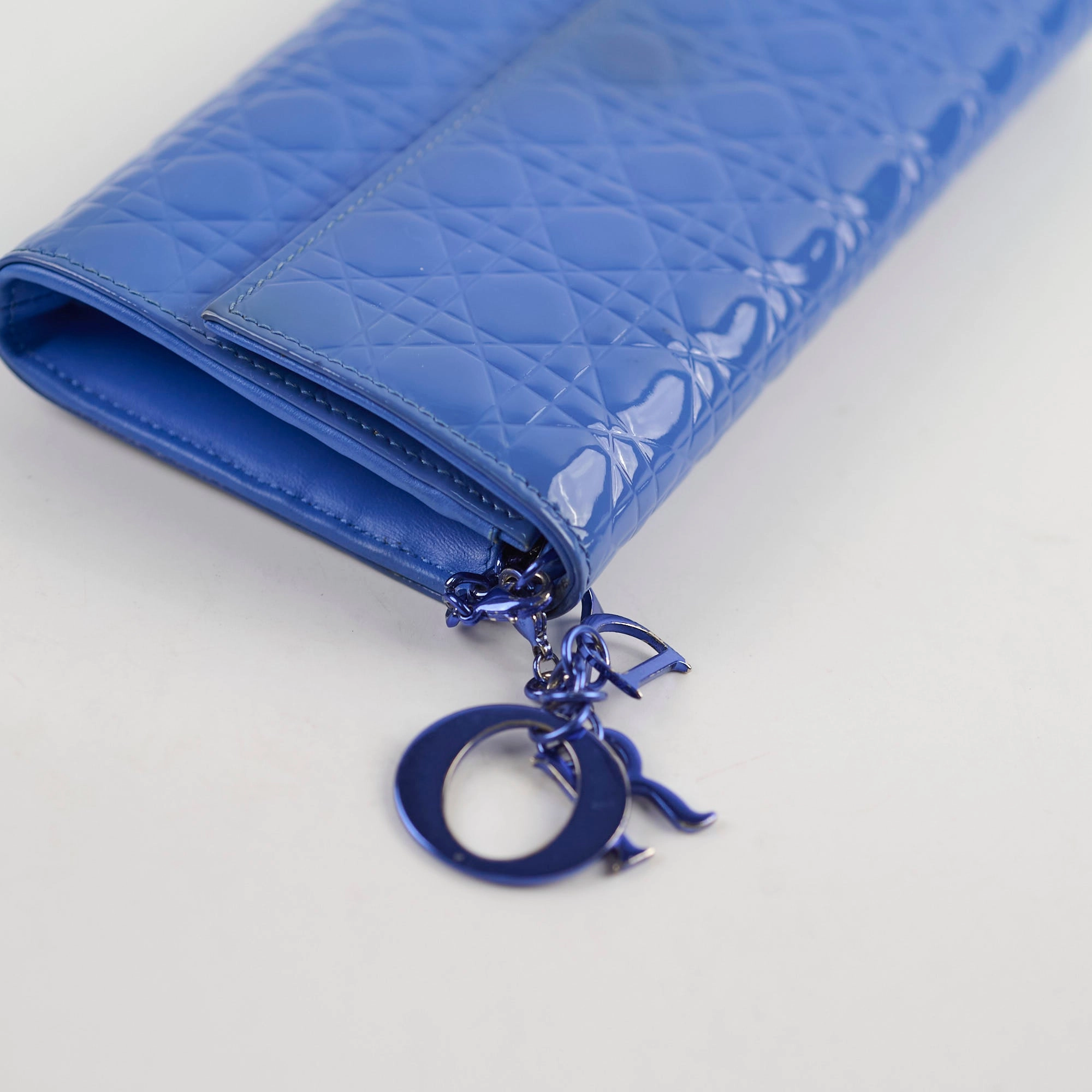Christian Dior Wallet on Chain WOC Blue Patent