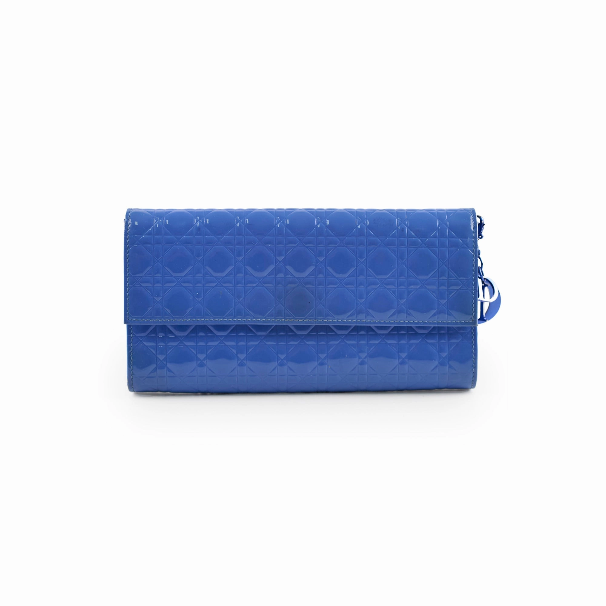Christian Dior Wallet on Chain WOC Blue Patent