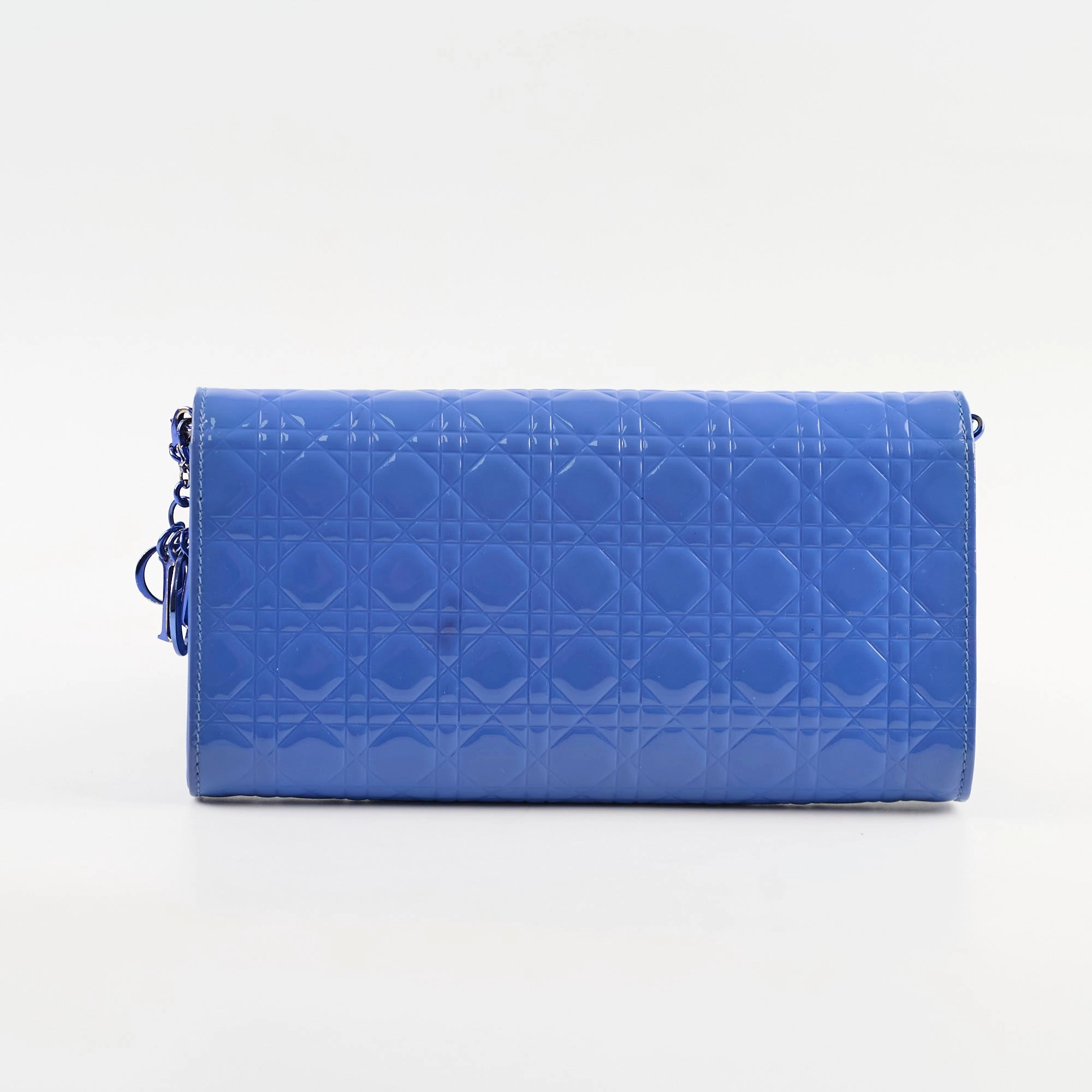 Christian Dior Wallet on Chain WOC Blue Patent