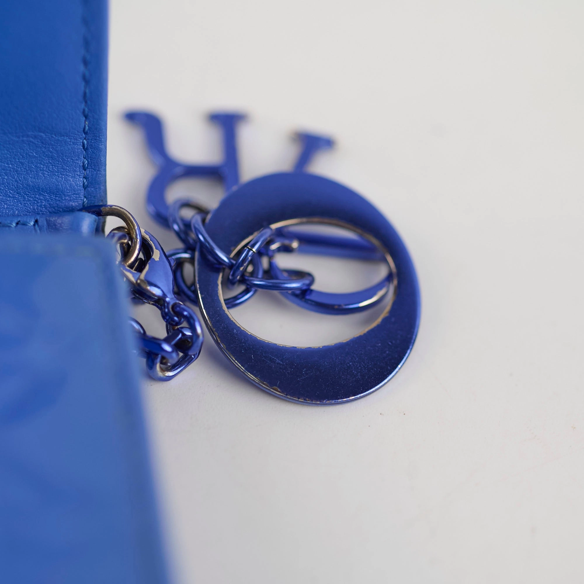 Christian Dior Wallet on Chain WOC Blue Patent