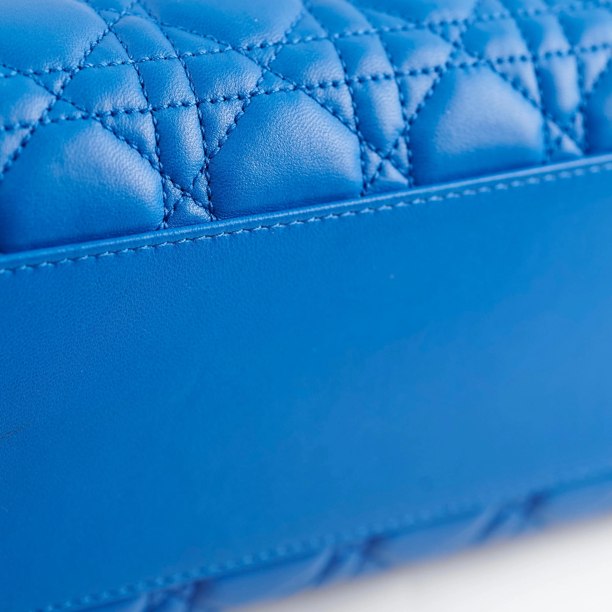 Christina Dior Cannage Leather Shopping Tote Blue