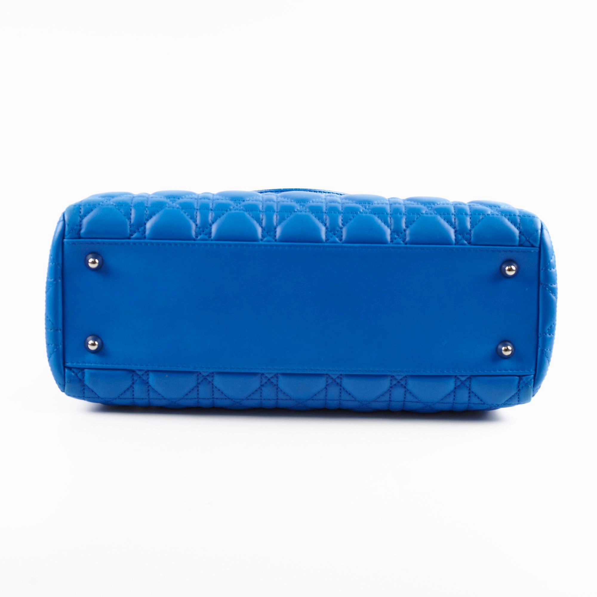 Christina Dior Cannage Leather Shopping Tote Blue