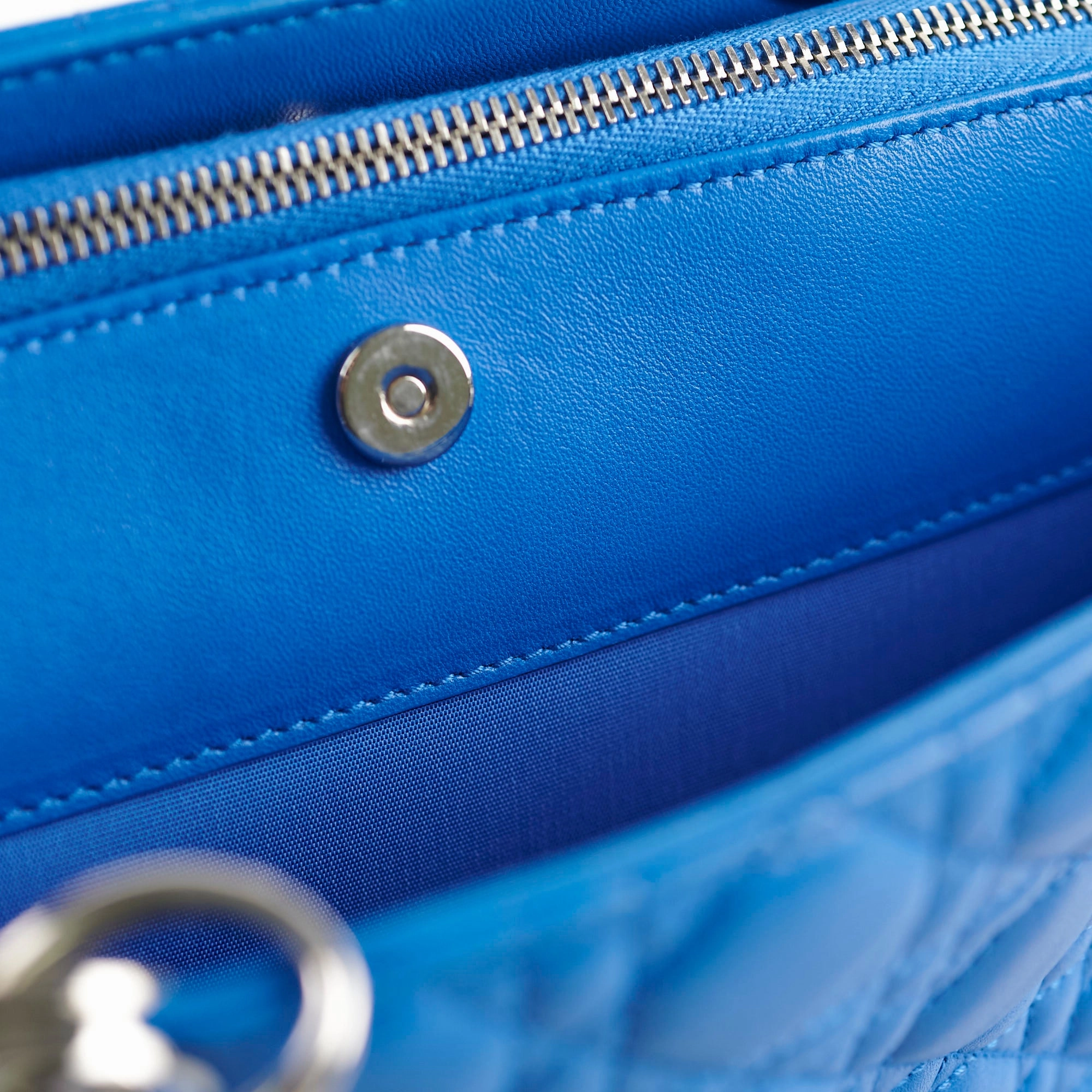Christina Dior Cannage Leather Shopping Tote Blue