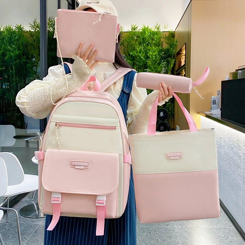 Colorblock Large Capacity Backpack for High School Students