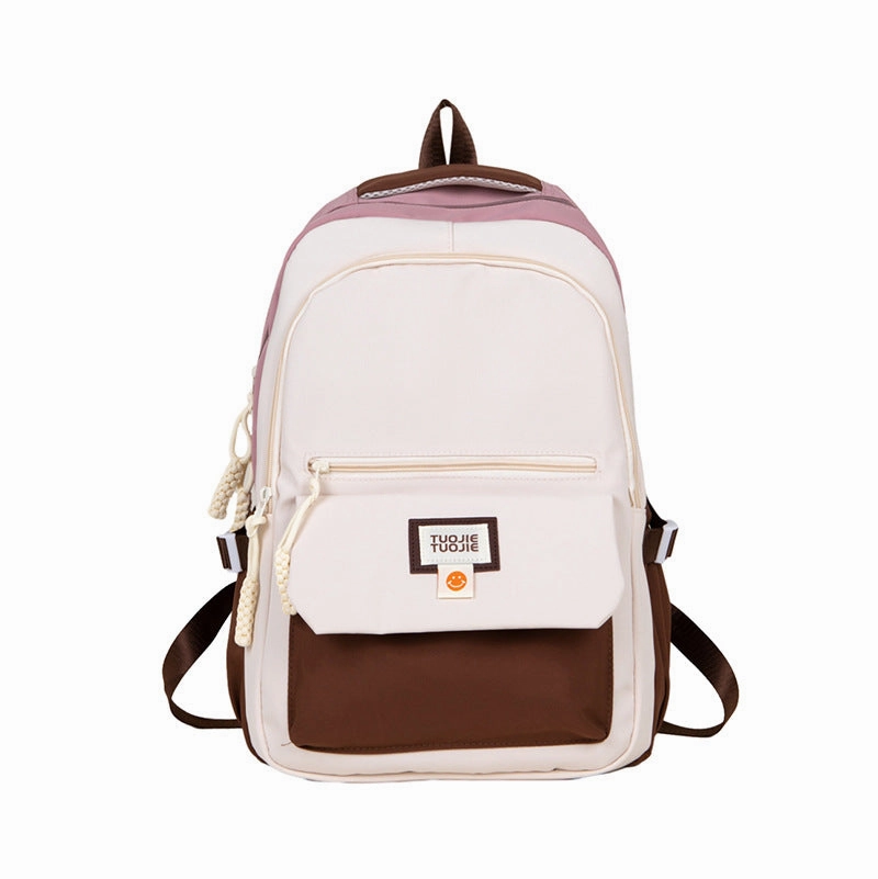 Contrast color large capacity schoolbag, student backpack