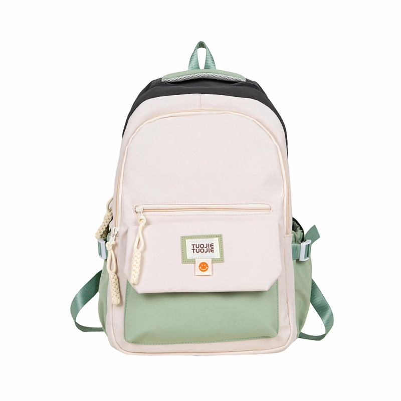 Contrast color large capacity schoolbag, student backpack