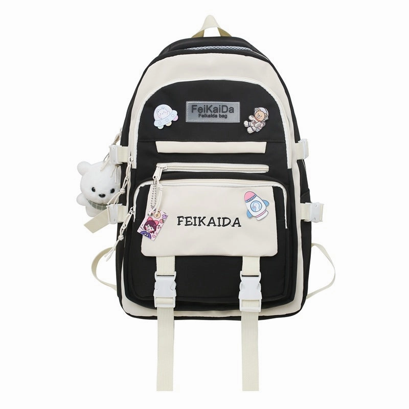 Contrast color schoolbag, casual letter backpack