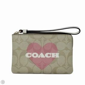 Corner Zip Wristlet In Signature Canvas With Heart Print Designer By Coach, Size: Medium