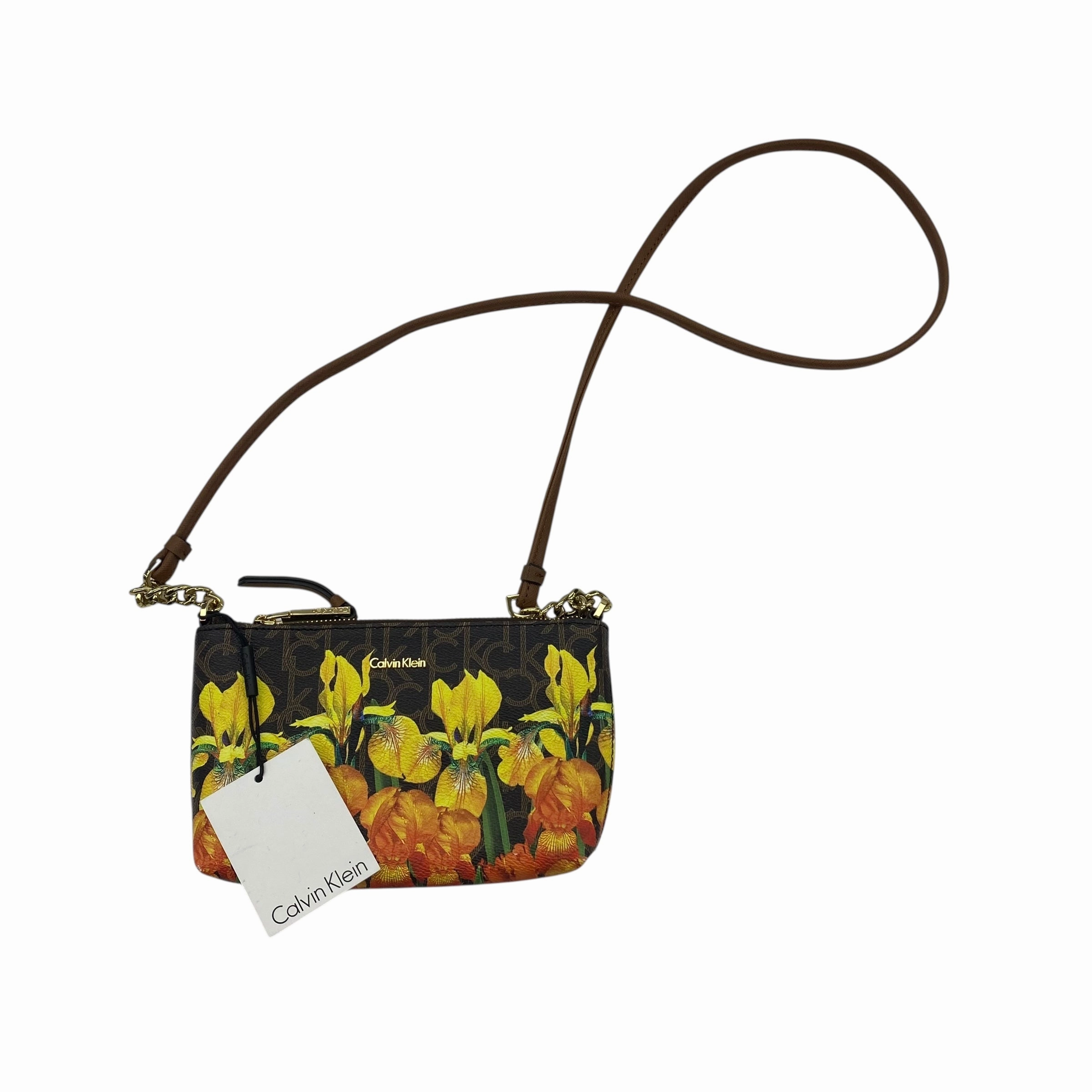 Crossbody By Calvin Klein In Brown & Yellow, Size:Medium