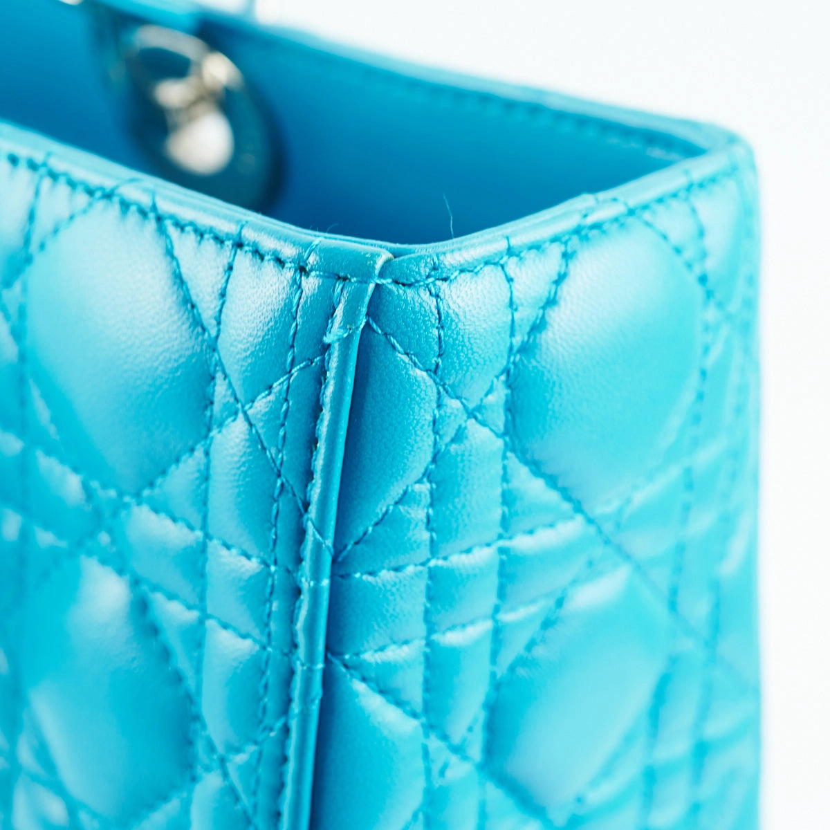 Dior Large Lady Dior Turquoise Cannage Lambskin