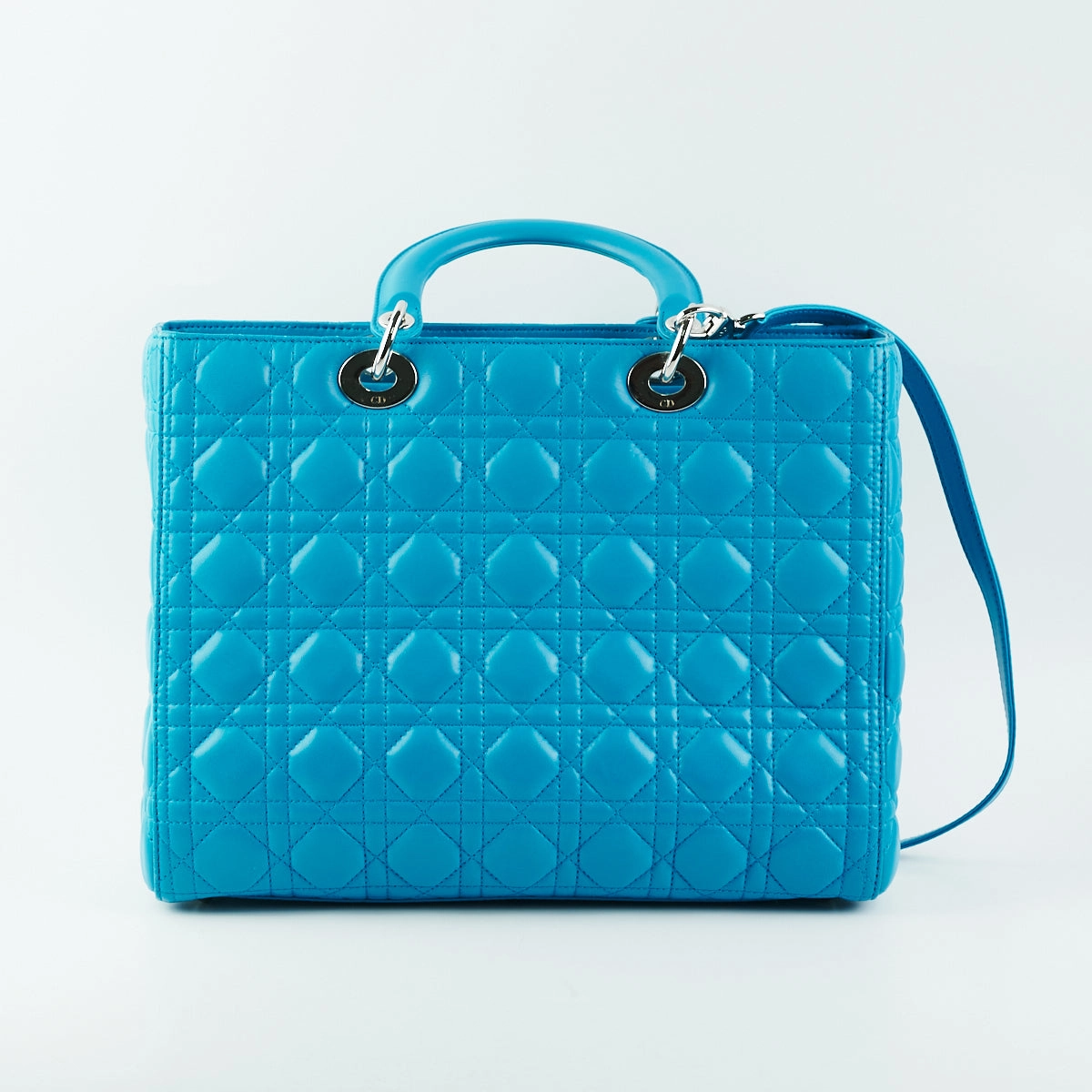 Dior Large Lady Dior Turquoise Cannage Lambskin