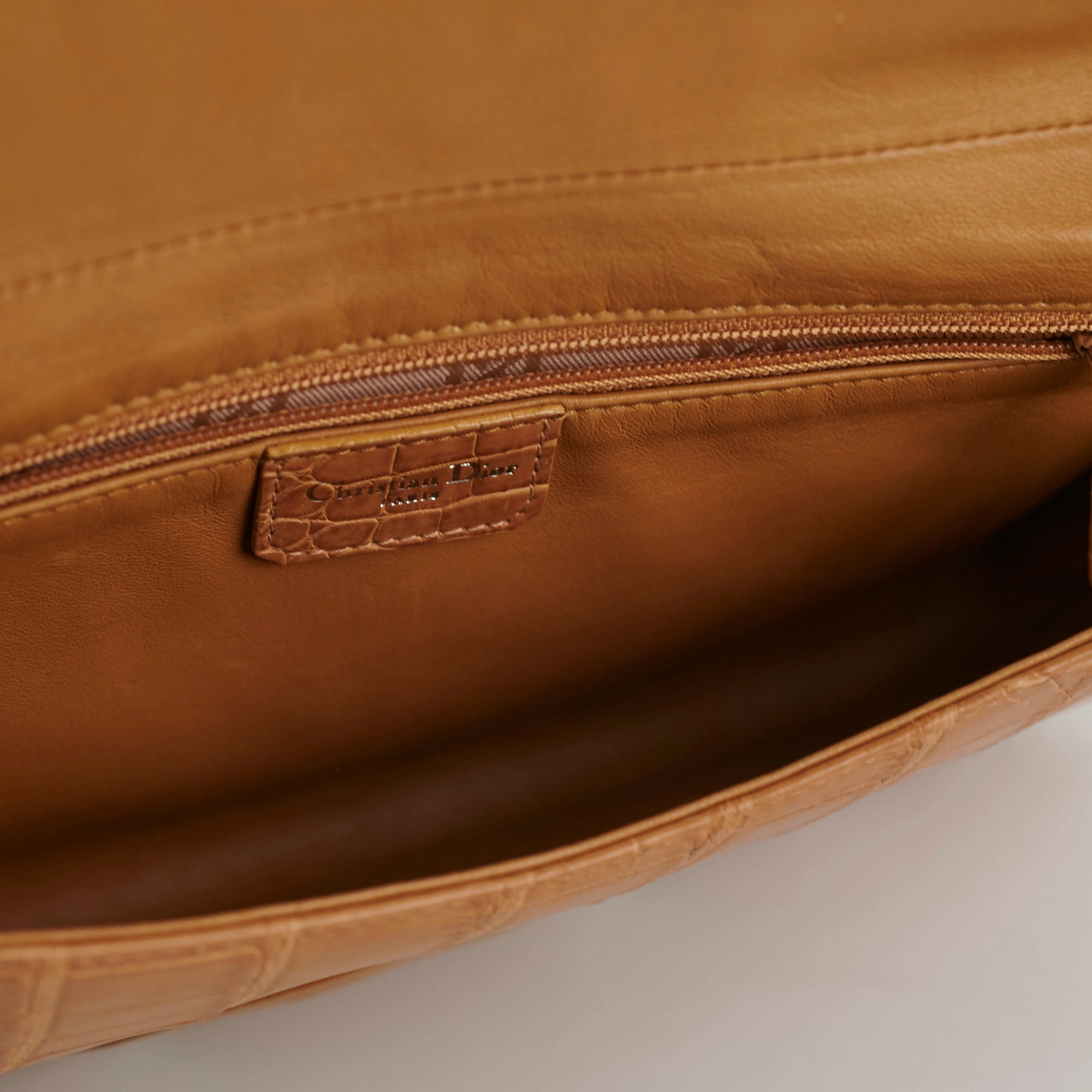 Dior Malice Croc Embossed Tan Shoulder Bag