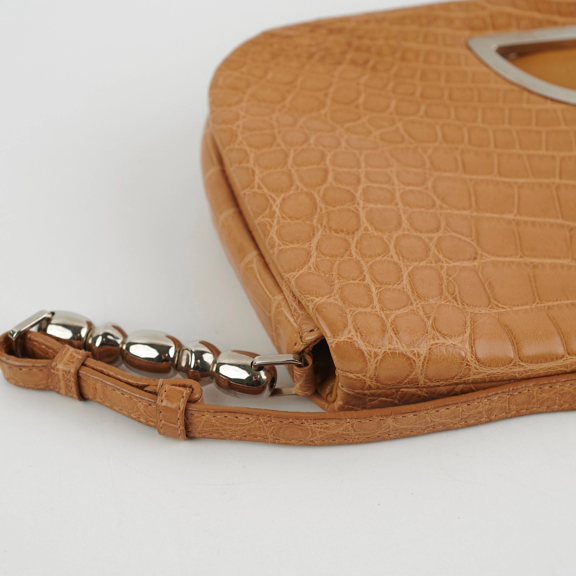 Dior Malice Croc Embossed Tan Shoulder Bag