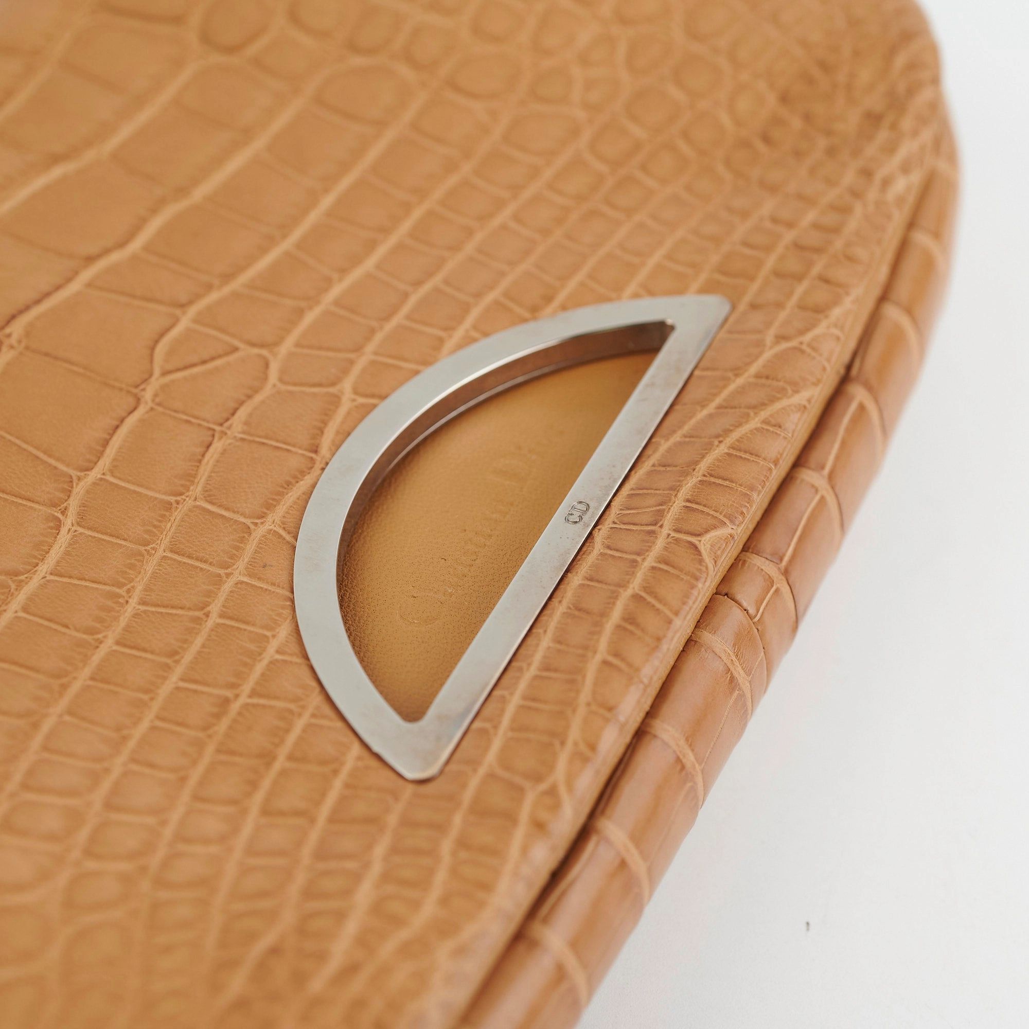 Dior Malice Croc Embossed Tan Shoulder Bag