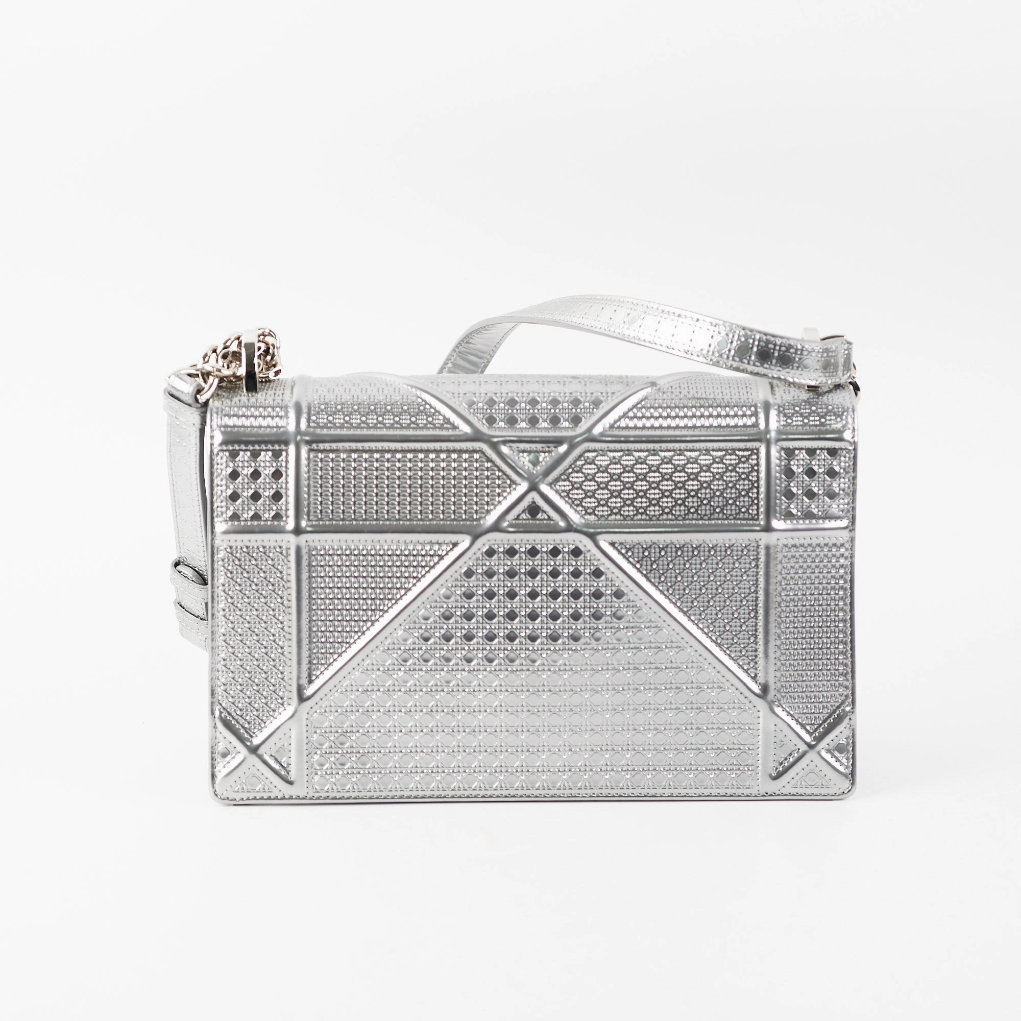 Dior Medium Diorama Metallic Silver