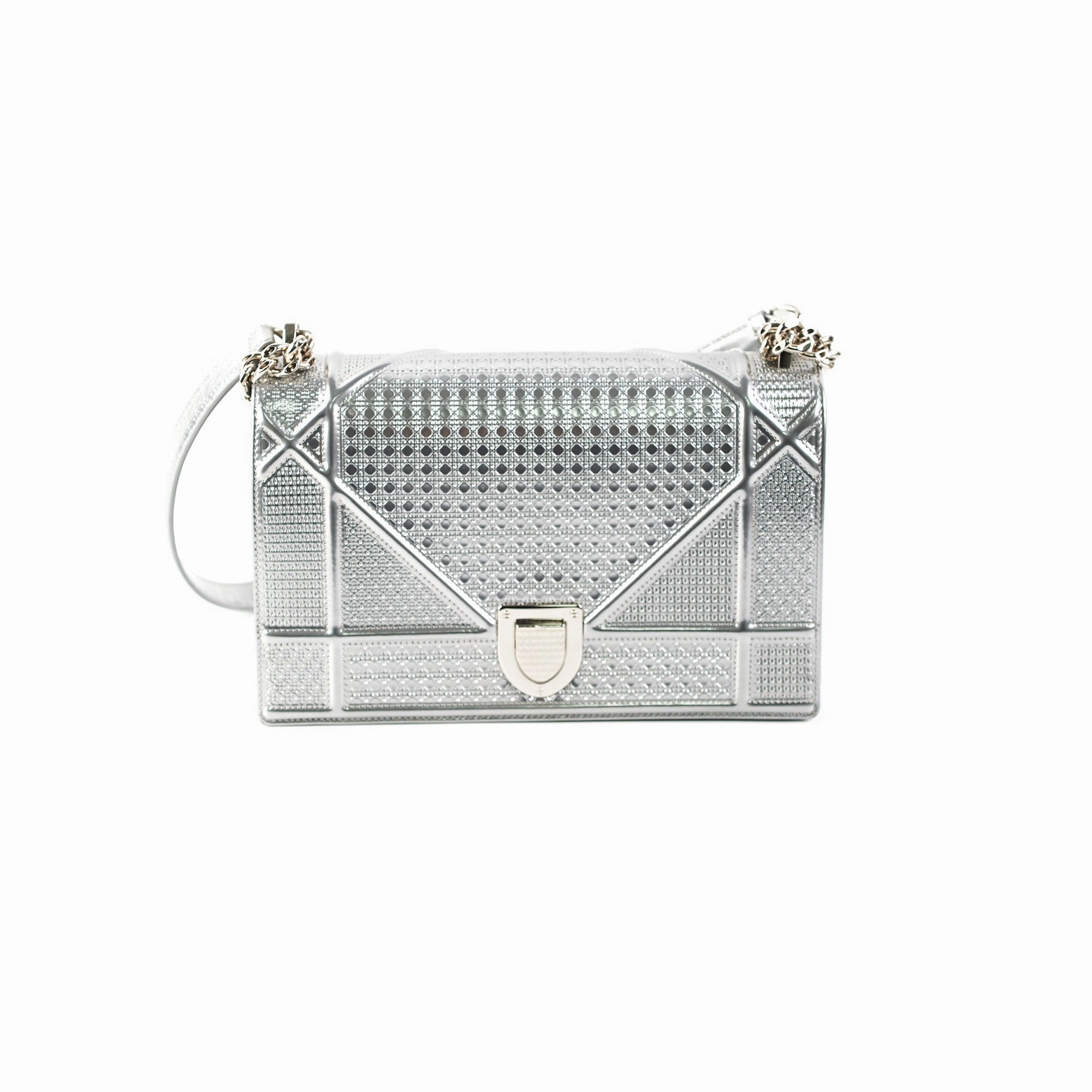 Dior Medium Diorama Metallic Silver