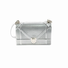 Dior Medium Diorama Metallic Silver