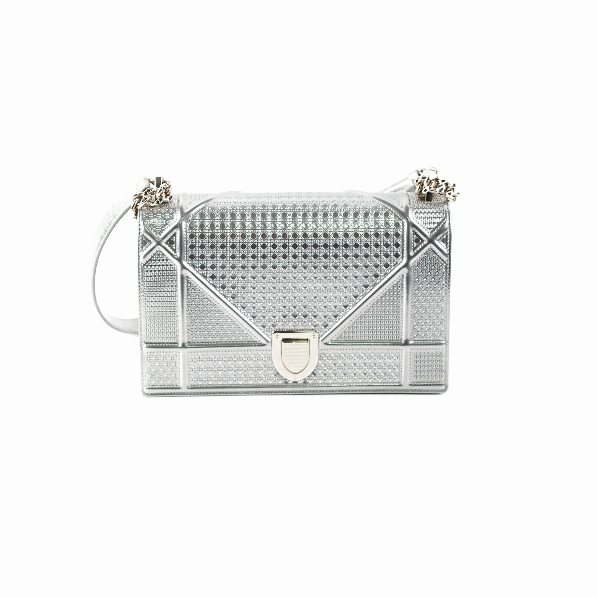 Dior Medium Diorama Metallic Silver