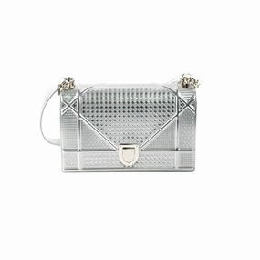 Dior Medium Diorama Metallic Silver