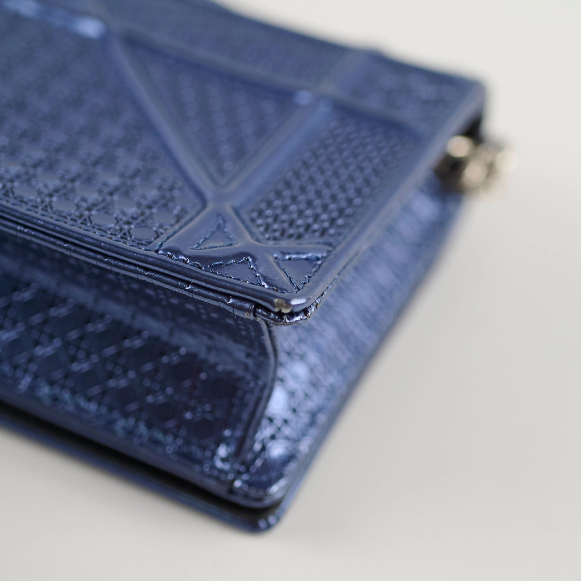 Dior Mini Diorama Blue Metallic