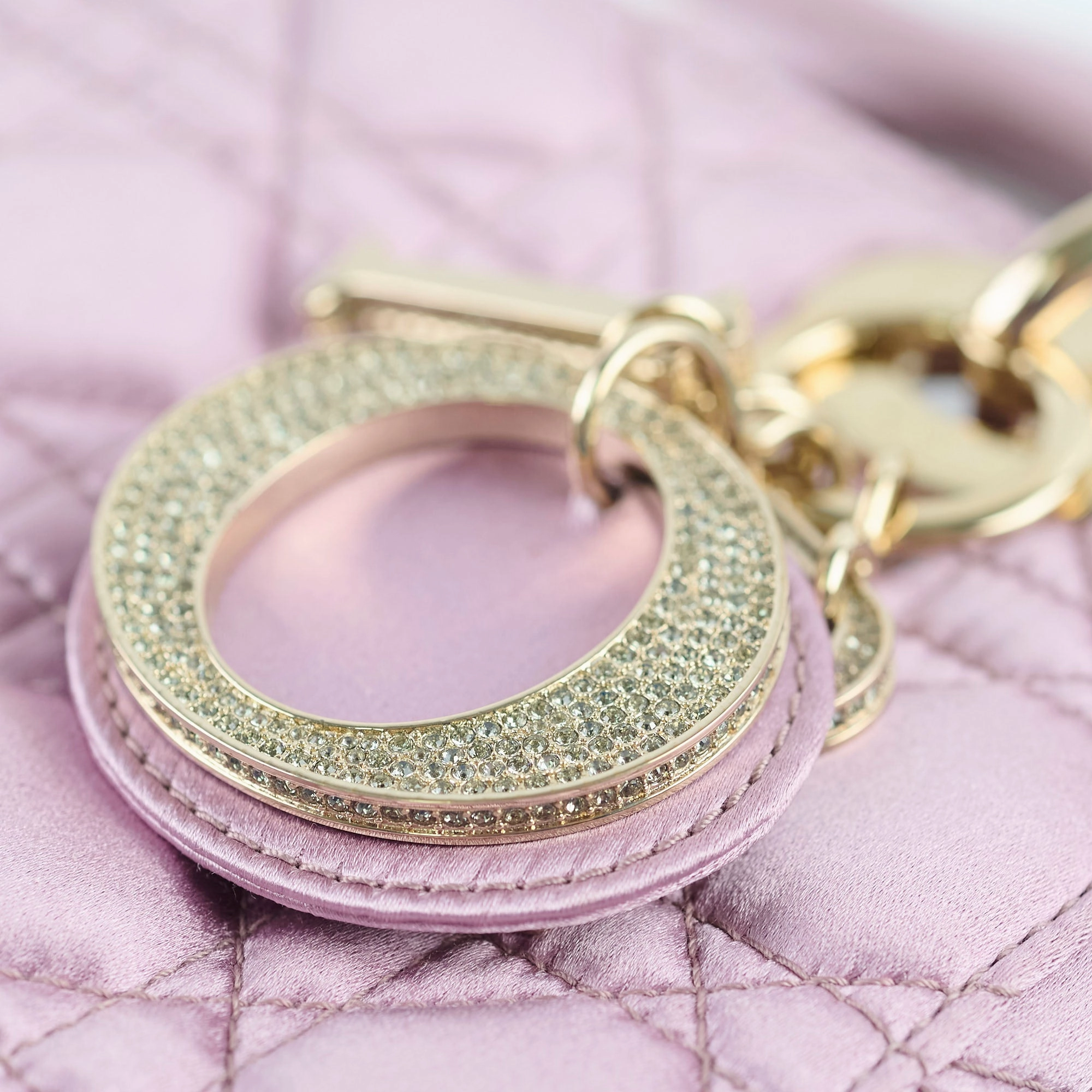 Dior Small Lady Dior Bag Pink Silk Crystals