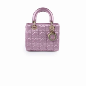Dior Small Lady Dior Bag Pink Silk Crystals