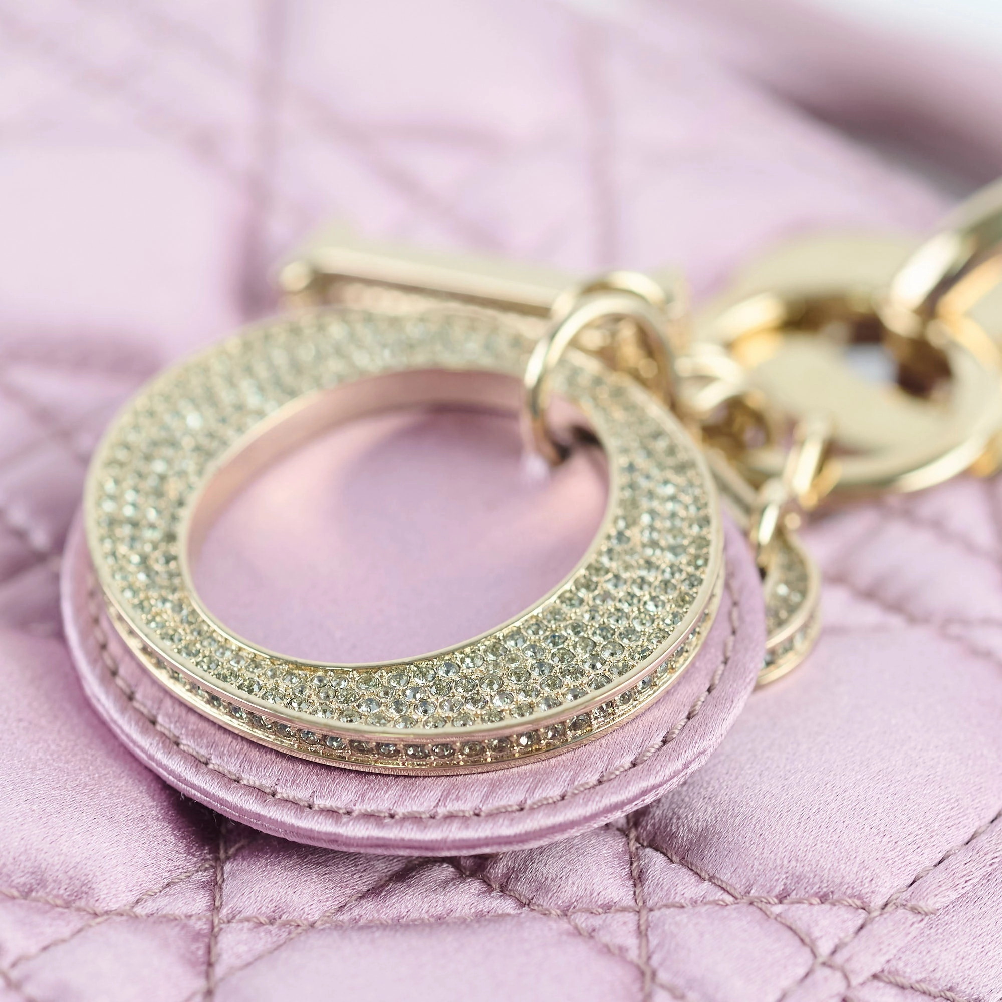 Dior Small Lady Dior Bag Pink Silk Crystals