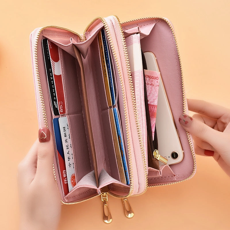 Double zipper large capacity mobile phone bag