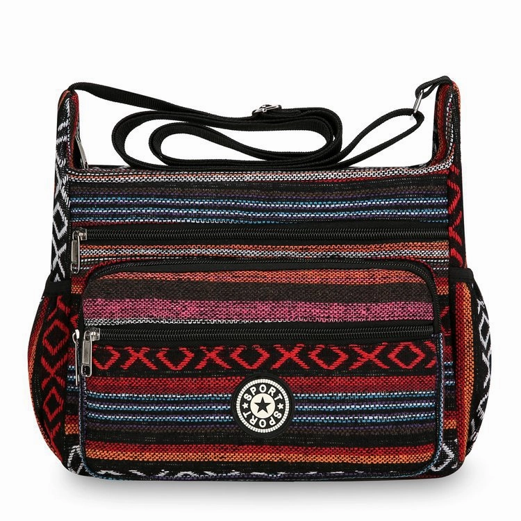 Ethnic striped canvas bag