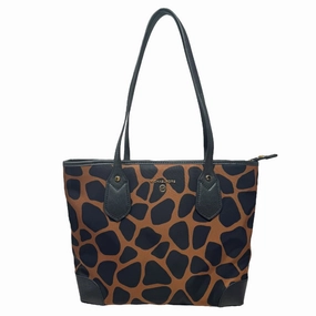 Eva Small Top Zip Tote Designer By Michael Kors Giraffe Print Nylon, Size: Medium