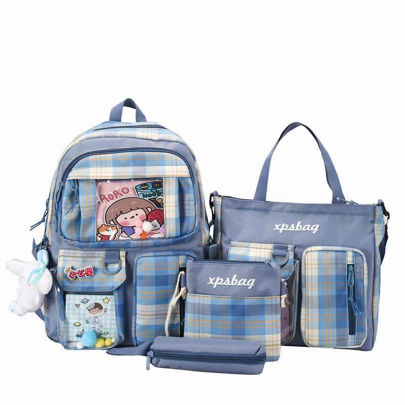 fashion 4-piece large capacity student backpack