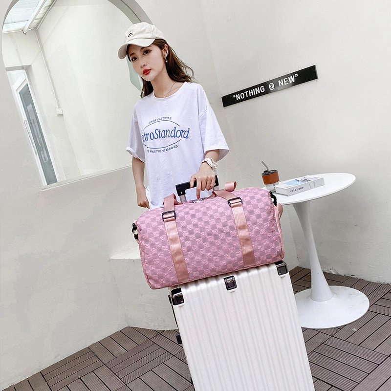 Fashion Plaid Fitness Travel Bag