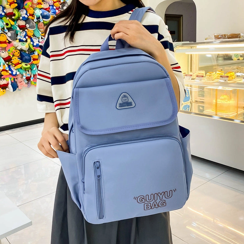 Fashionable solid color simple large capacity backpack