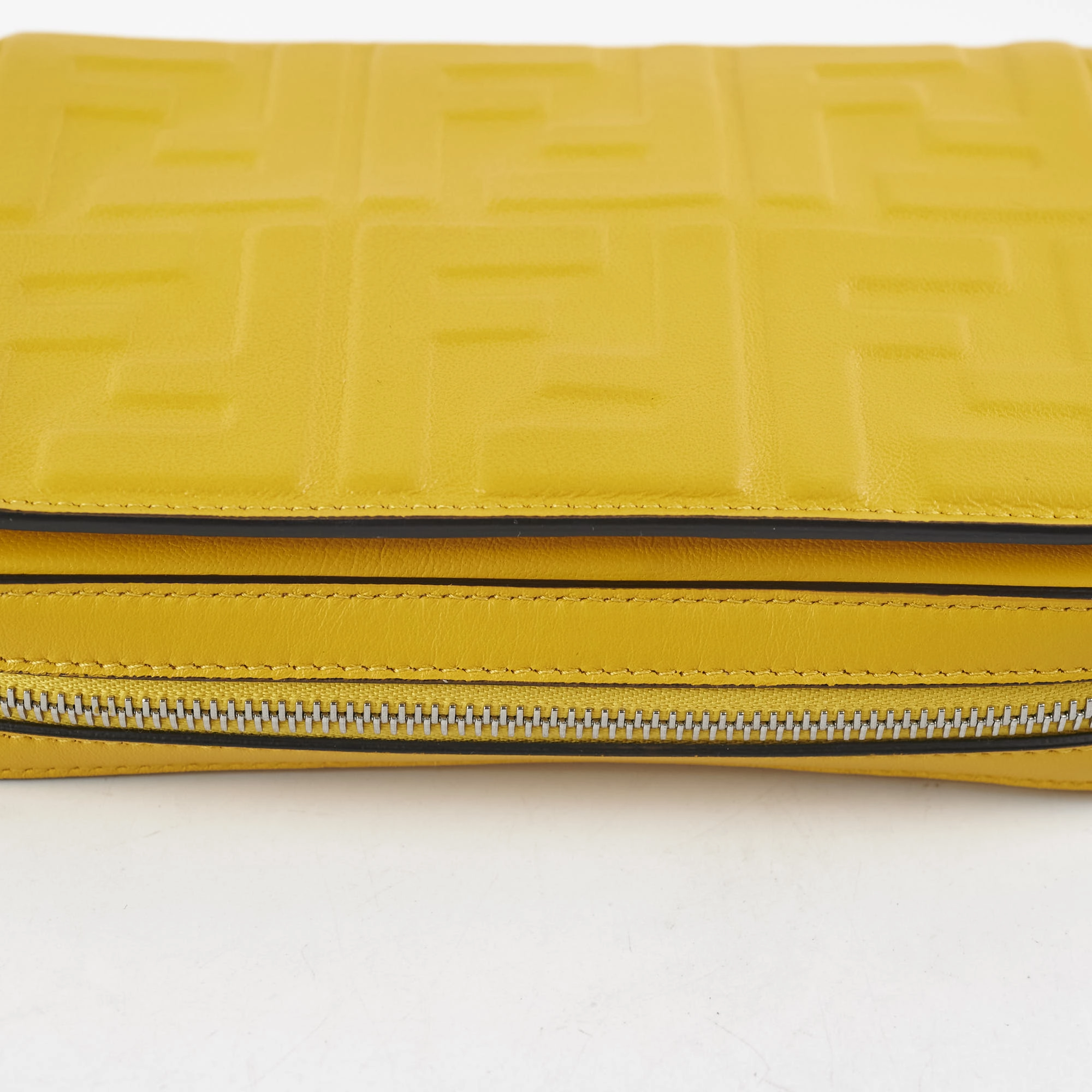 Fendi Expand Nappa FF 1974 Mini Embossed Flap Bag Yellow