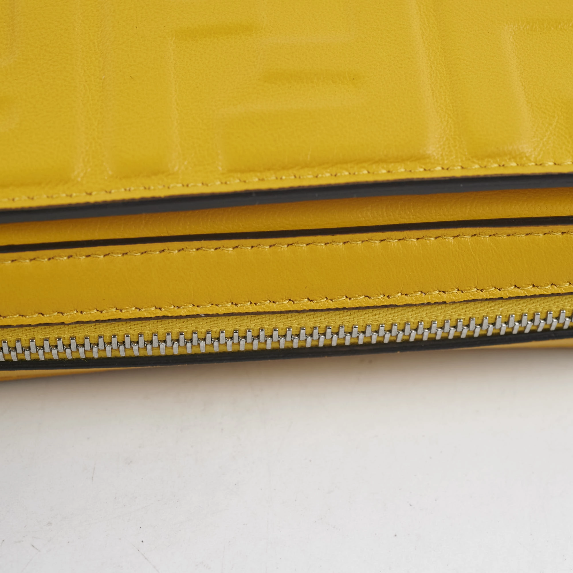 Fendi Expand Nappa FF 1974 Mini Embossed Flap Bag Yellow