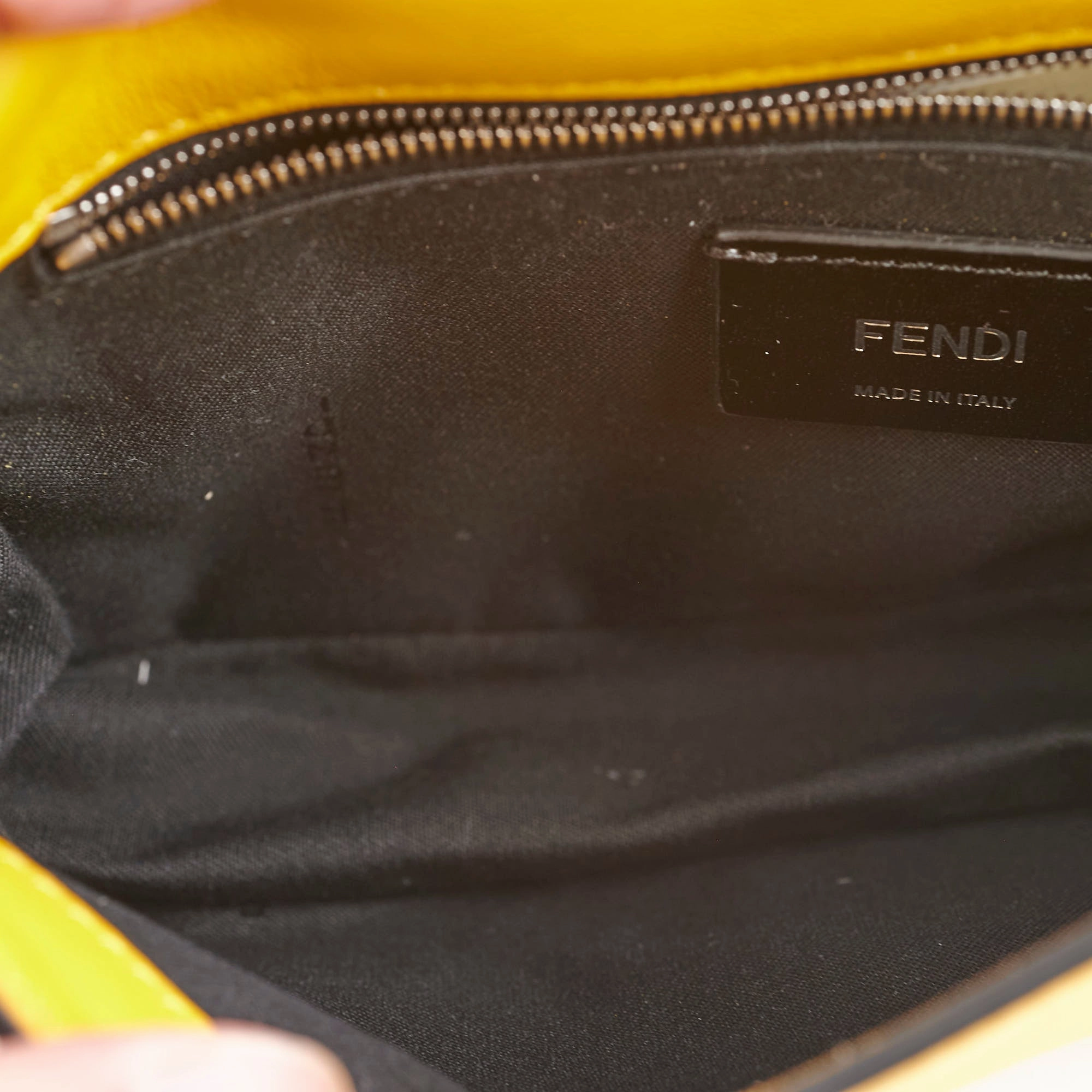 Fendi Expand Nappa FF 1974 Mini Embossed Flap Bag Yellow