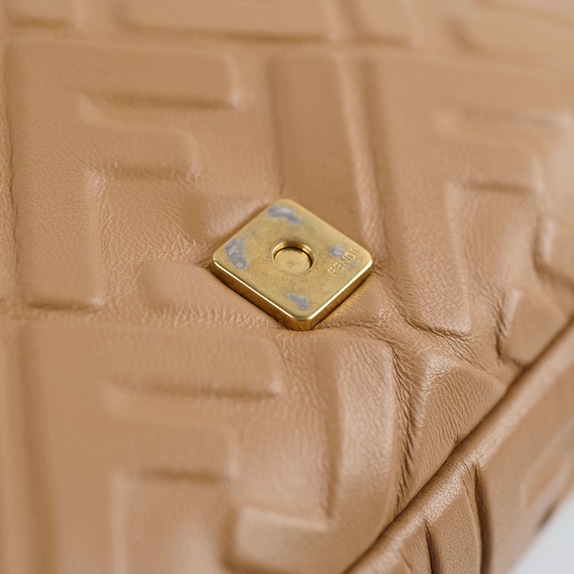 Fendi FF Baguette Tan Lambskin Leather Medium