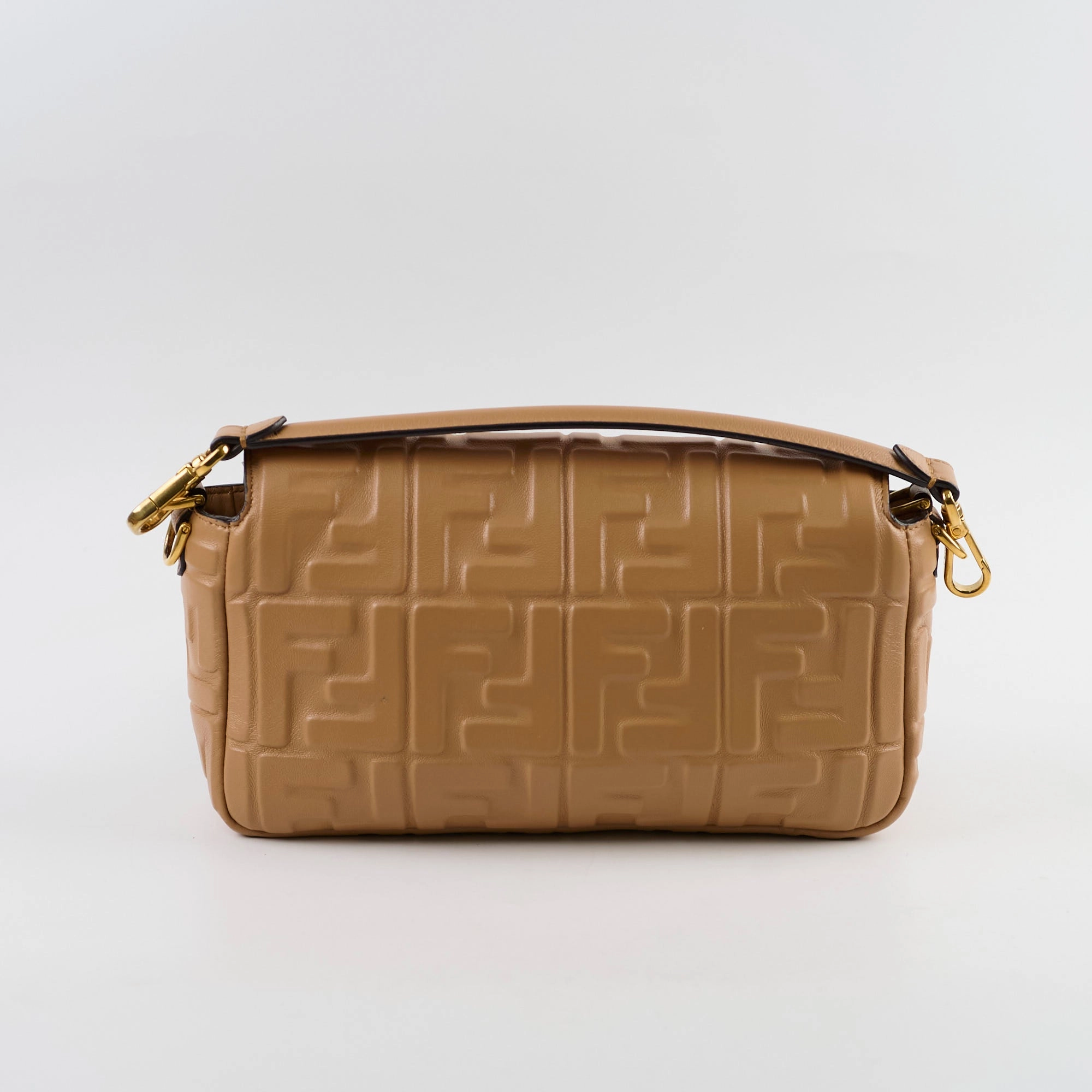 Fendi FF Baguette Tan Lambskin Leather Medium