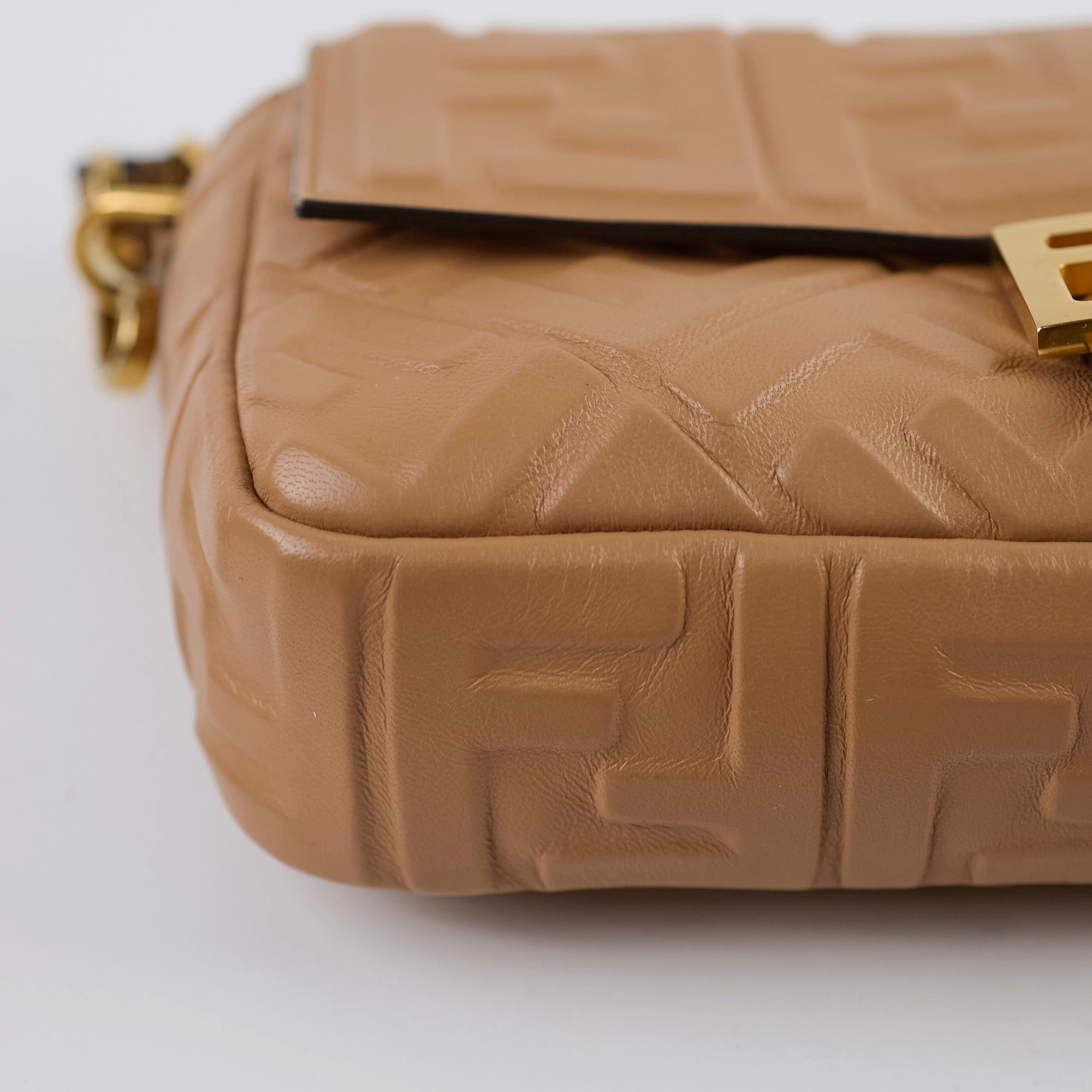 Fendi FF Baguette Tan Lambskin Leather Medium