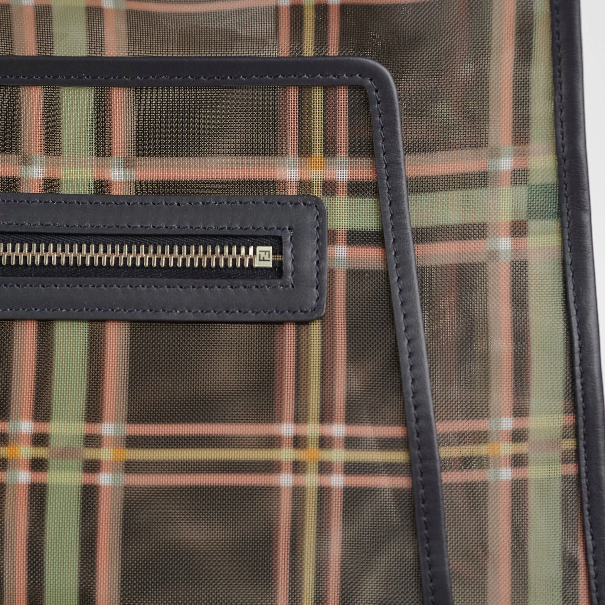 Fendi Large Mesh Plaid Shopper Tote