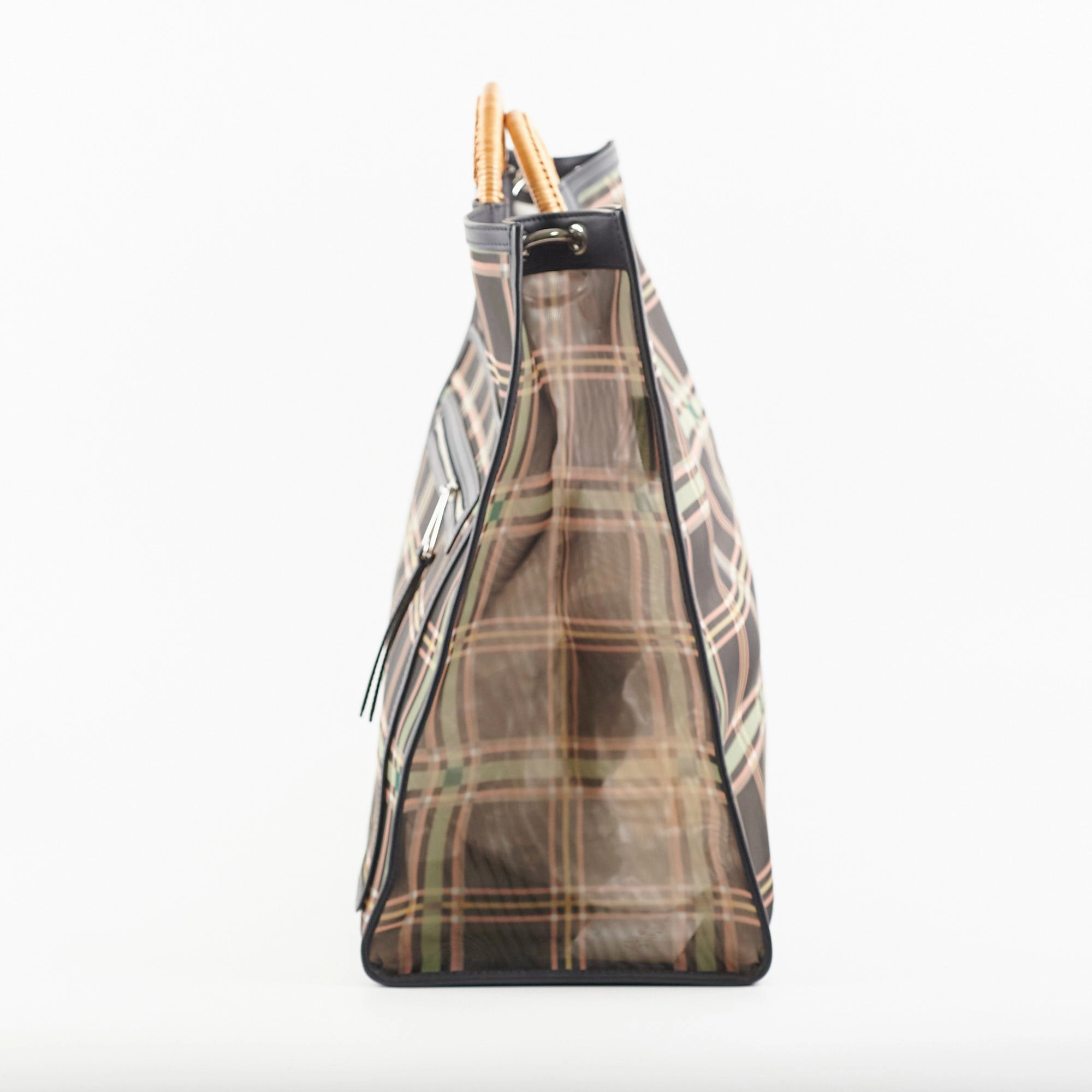 Fendi Large Mesh Plaid Shopper Tote