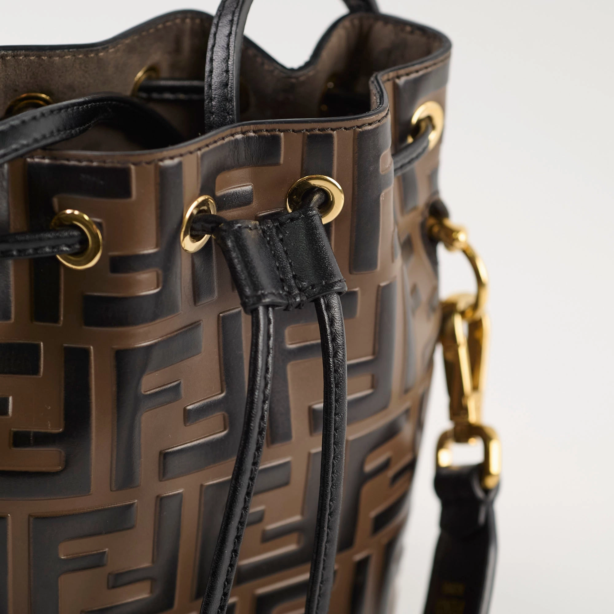 Fendi Mini Mon Tresor Bucket Bag Brown