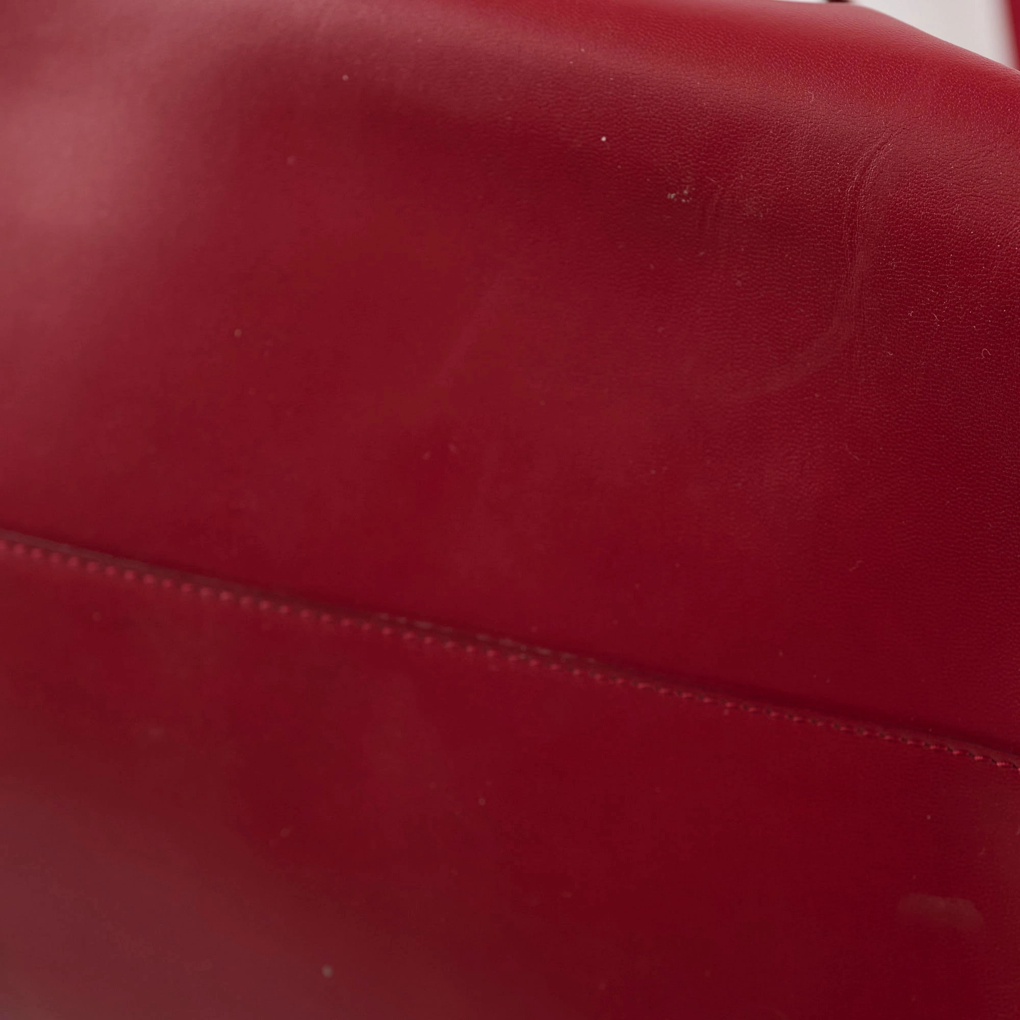 Fendi Monster Eye Leather Tote Red