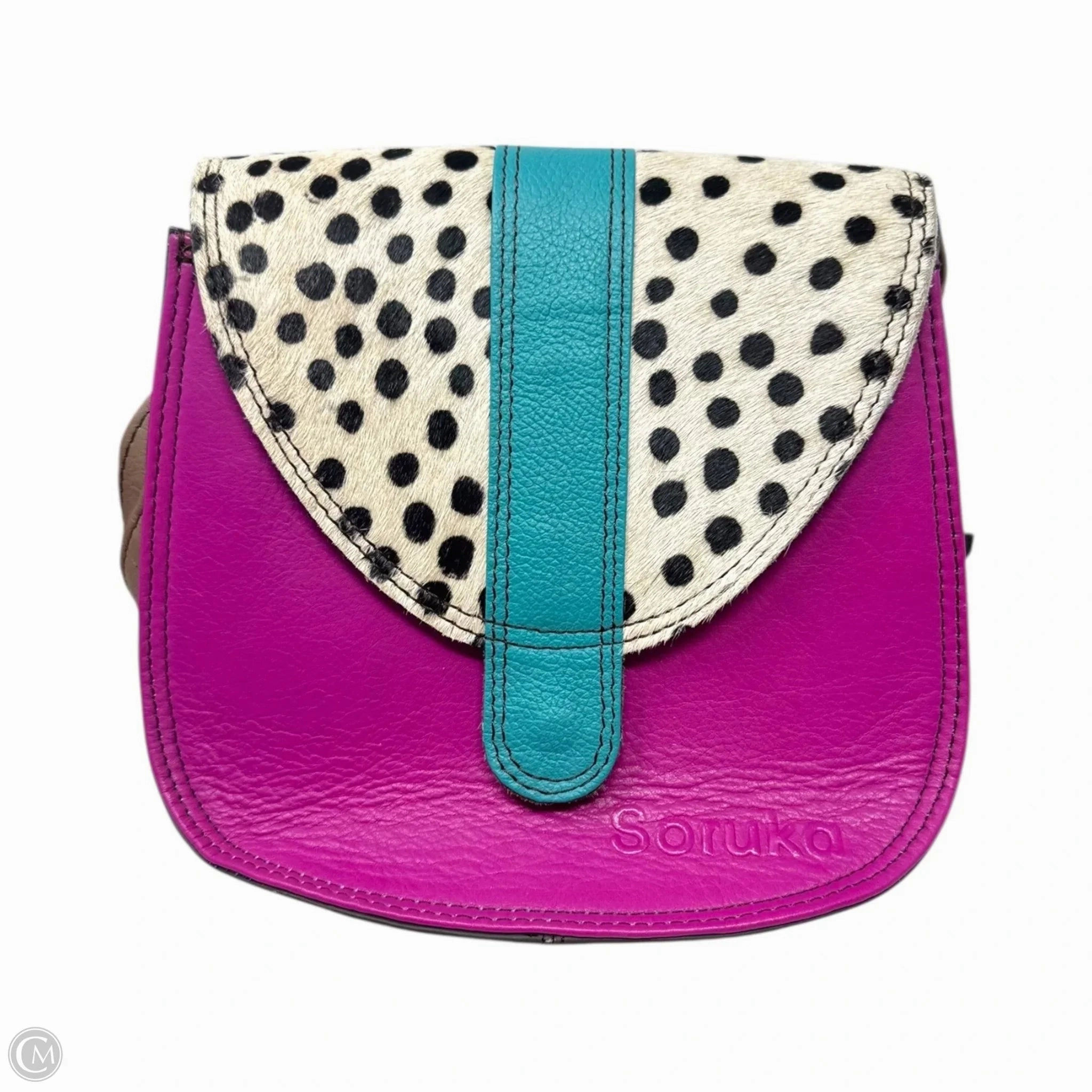 Flap Crossbody Handbag Leather By Soruka, Size: Small