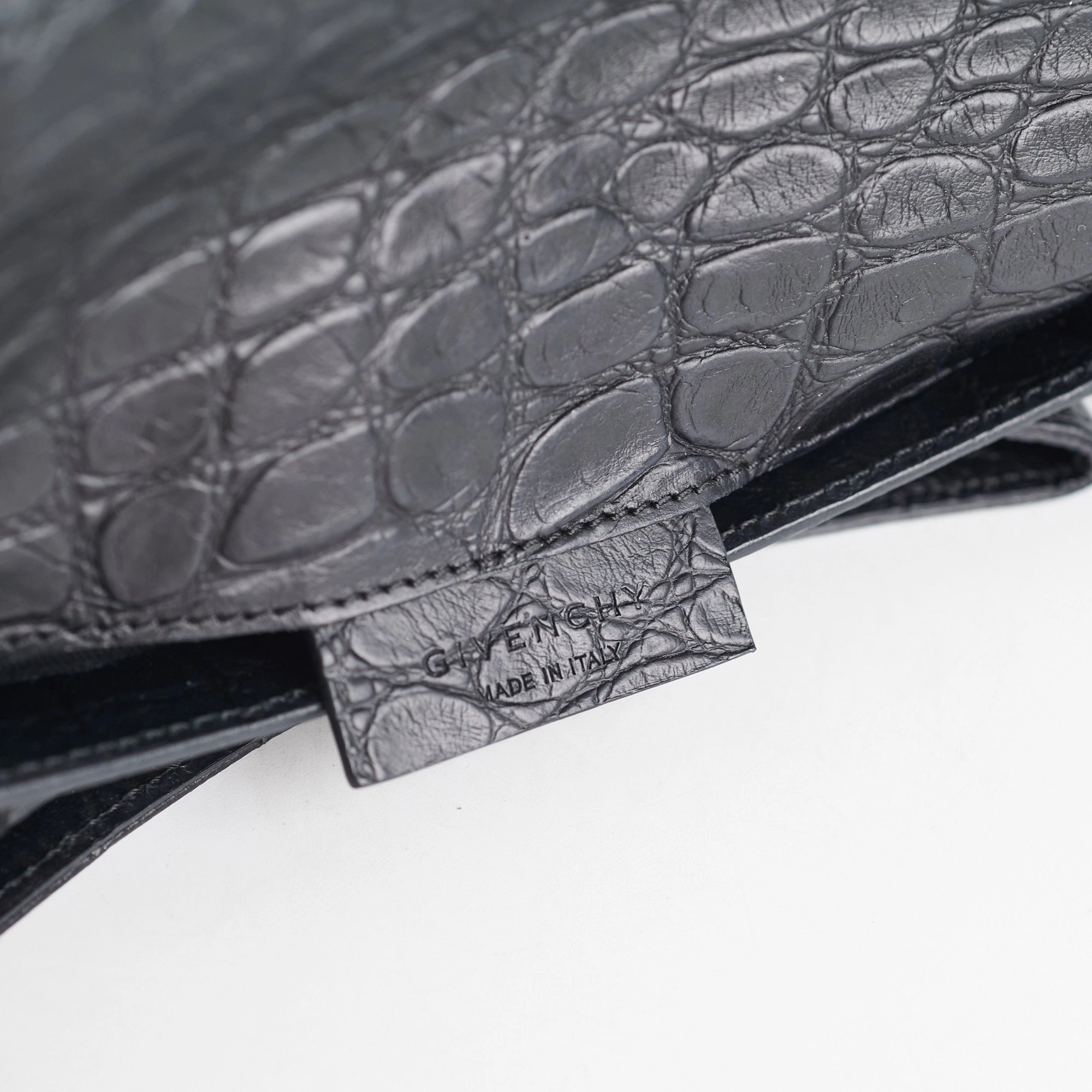 Givenchy Antigona Croc Print Envelope Clutch Black